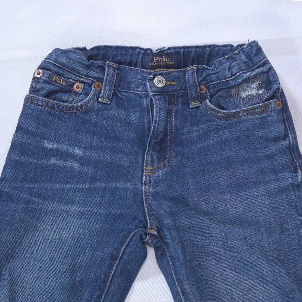 Polo Ralph Lauren Kids Sullivan Slim Distressed Jeans 6 Medium Wash Adjustable